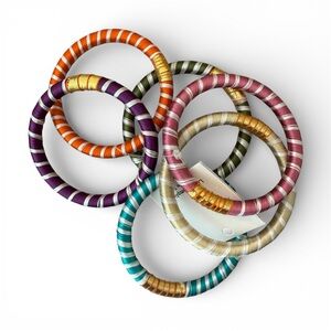 FANTASIA LA MODA Boho Thread-Wrapped Bangle Bracelet Set Artisan Festival Stack